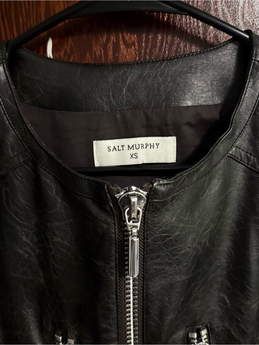 Salt & Murphy Black Faux Leather Zip-Front Vest - Picture 2 of 7